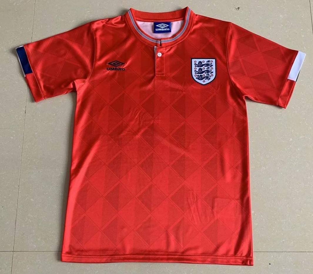AAA Quality England 1989 Away Red Soccer Jersey